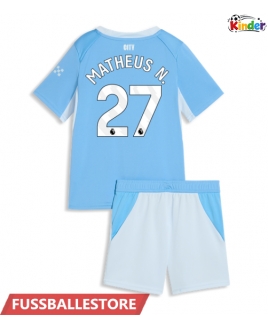 Günstige Manchester City Matheus Nunes #27 Heimtrikotsatz Kinder 2026-27 Kurzarm (+ Kurze Hosen)